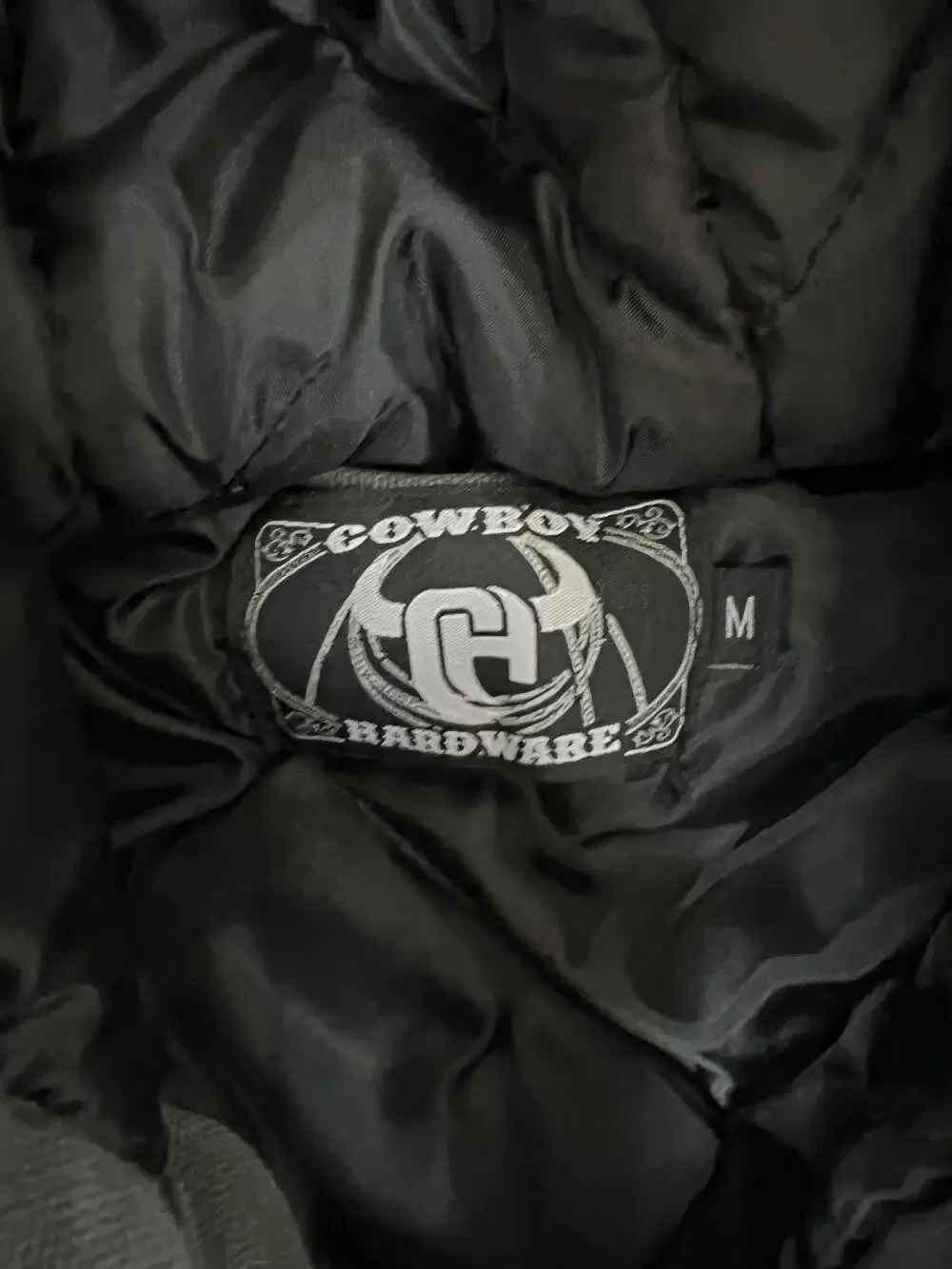 Cowboy Hardware Jacket Boys Medium Gray Ride Hard Western Hooded Canvas Bomber